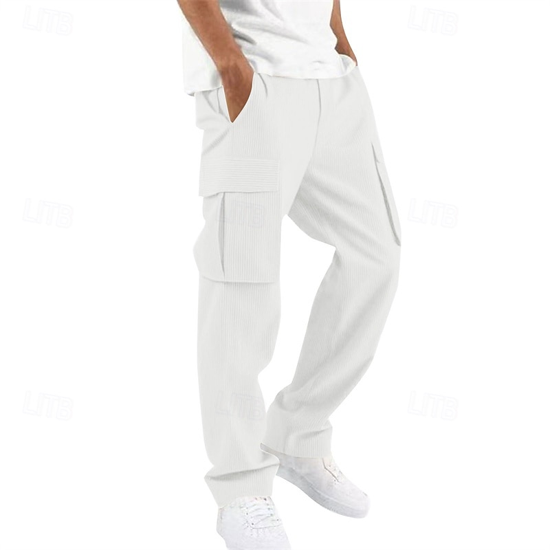 Men's Cargo Pants Trousers Corduroy Pants Multi Pocket Straight Leg Plain Wearable Daily Outdoor Camping & Hiking Fashion Classic White Yellow 2026 - $27.99 –P2