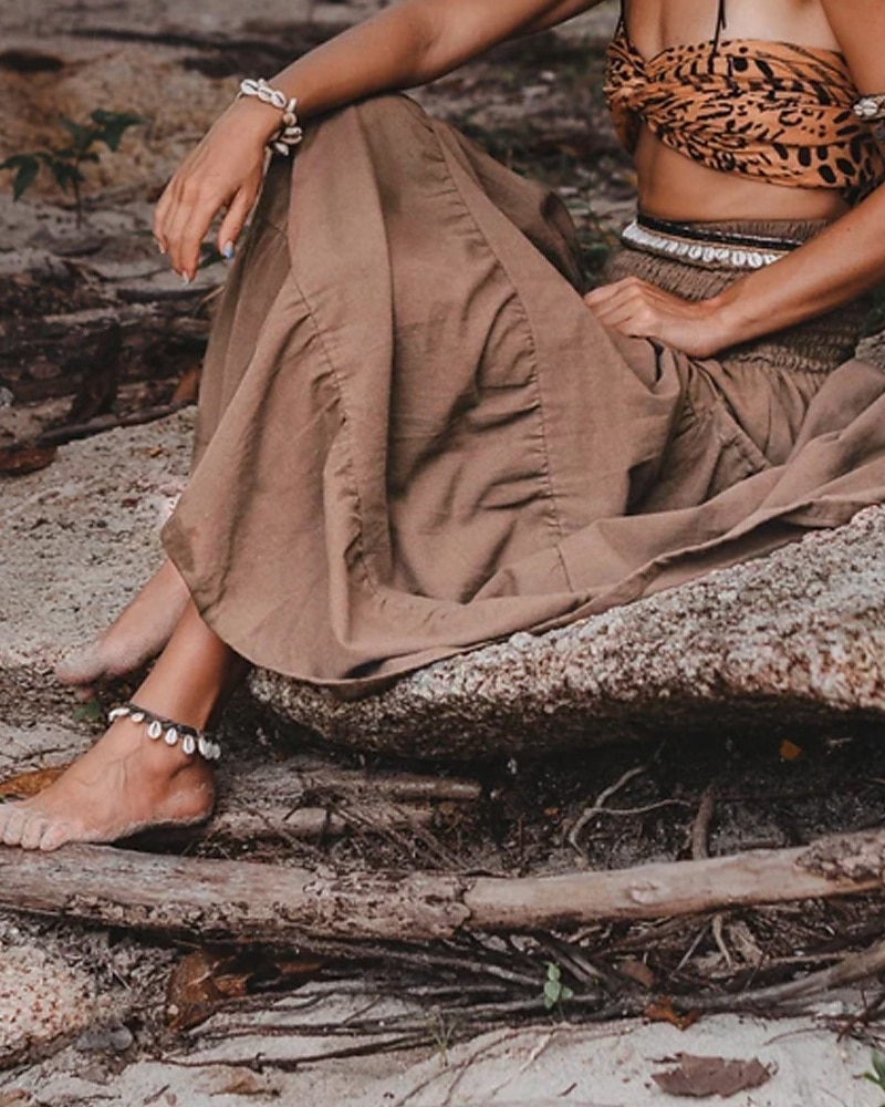 Femmes Jupe Évasé Occasionnel Maxi Taille Basse Jupes Uni Froncé Micro-Élastique Vacances Rue Noir Blanche Jaune Vert Véronèse Automne Coton de 2025 ? $22.99 –P4