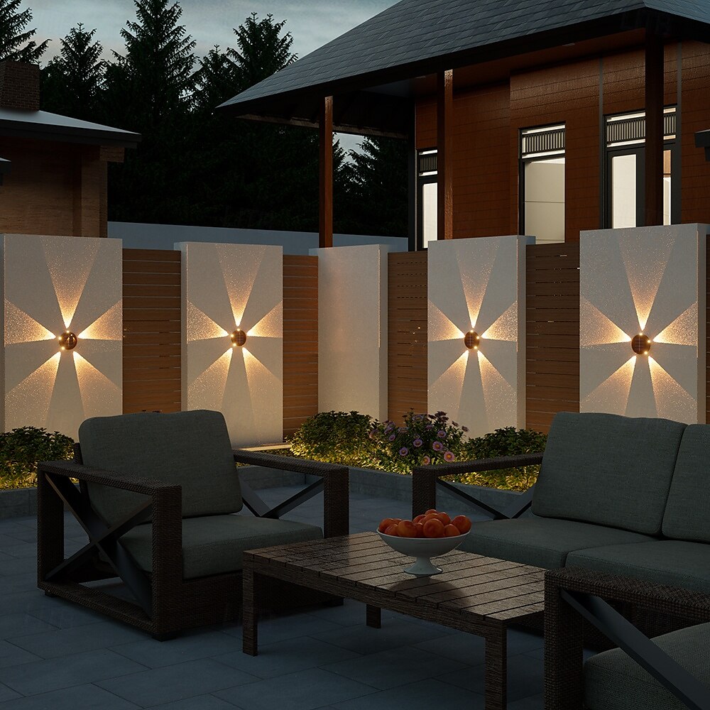 1 lampada da parete solare impermeabile per esterni con 5 fasci LED, illuminazione per cortile, giardino, recinzione, balcone, scala del 2025 a $8.49 –P6