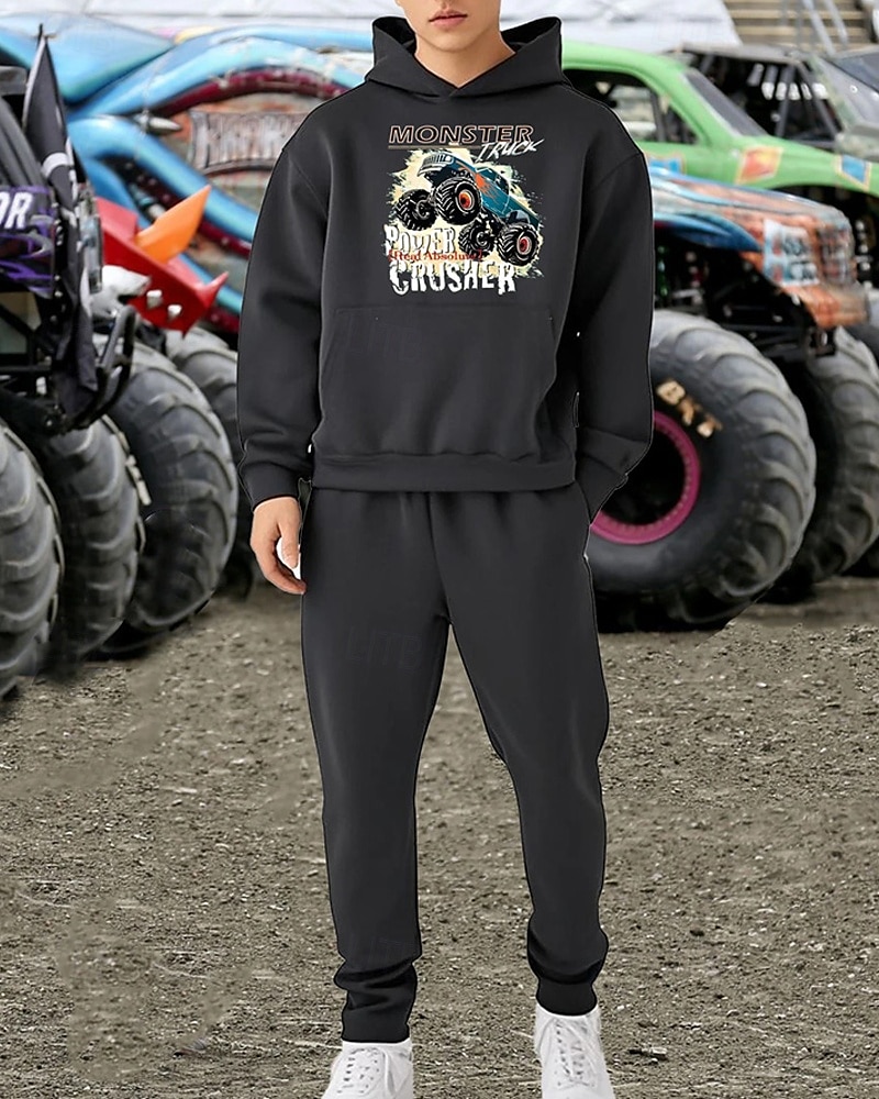 Boys' 3D Car Hoodie & Sweatpants Set Sports Suit Tracksuits Long Sleeve Spring Fall Daily Basic Casual Kids 4-12 Years Hooded Outdoor Vacation Sports Tailored Fit 2025 - $26.99 –P6