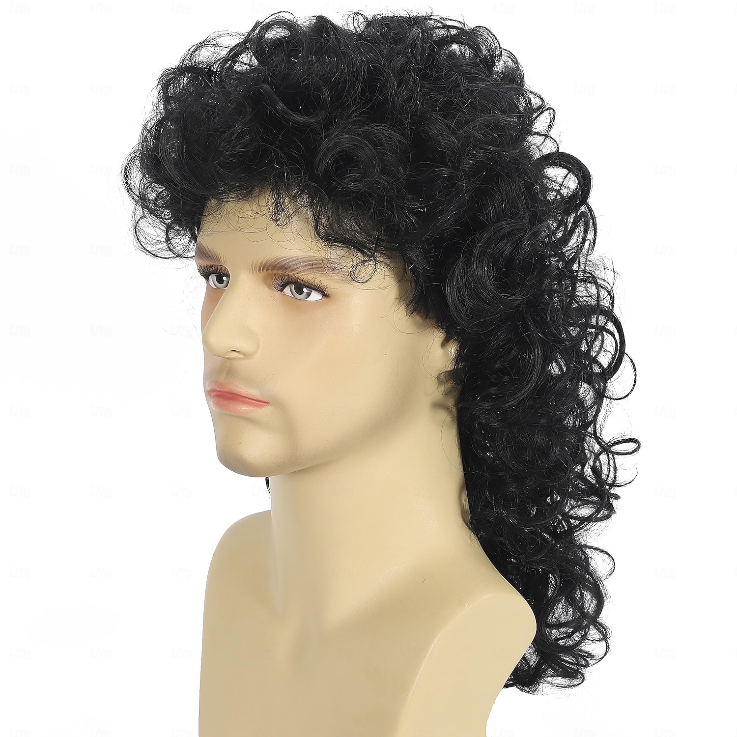 Parrucche mullet ricce per uomini anni '80 lunga riccia nera parrucche hippy rocking anni '80 costume cosplay anime resistente al calore parrucca sintetica parrucca anni '70 Parrucche di Halloween del 2025 a $25.99 –P4
