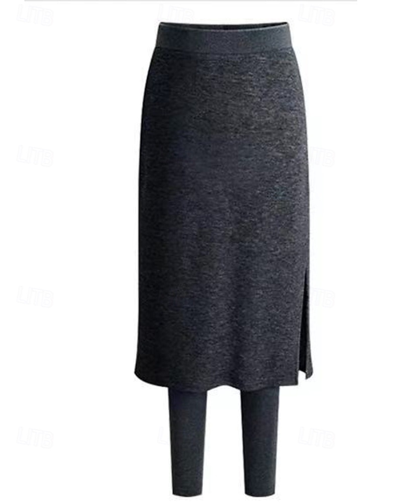 Per donna Pantaloni in Pile Leggings Skort Streetwear Casual Lunghezza intera Naturale Semplice Elastico in vita Spacco Calore Termico Comodo All'aperto Vacanza Uscire Nero Grigio chiaro Grigio scuro del 2025 a $16.99 –P5
