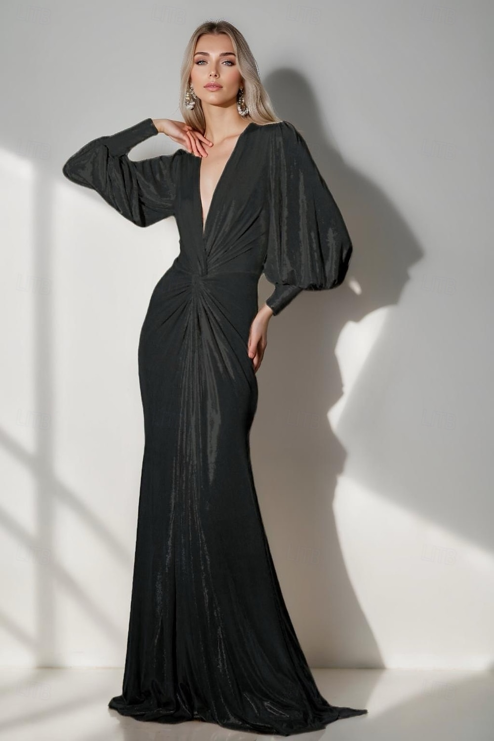 chinese dress ladies Lady Black Tie - Leighton Gown - Long Sleeve Mermaid Gown main image 0
