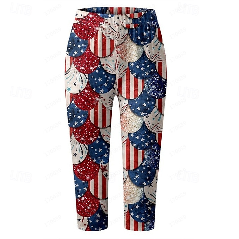 Damen Leggings Anti-Scheuer-Shorts Mode Streetwear Wadenlang Natürliche TaillePantsAmerikanischer Unabhängigkeitstag Amerikanische Flagge Elastischer Bund Atmungsaktiv Bequem Dehnbar Alltagskleidung 2025 - $14.99 –P2