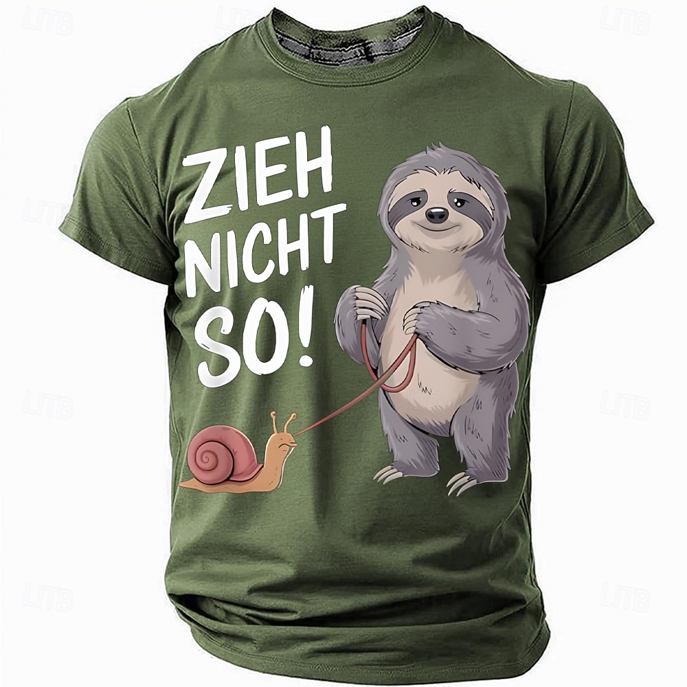 Men's Funny Graphic T-Shirt | Sloth Snail "Don't Pull So Much!" German Humor Lifestyle Tee 2026 - $19.49 –P2