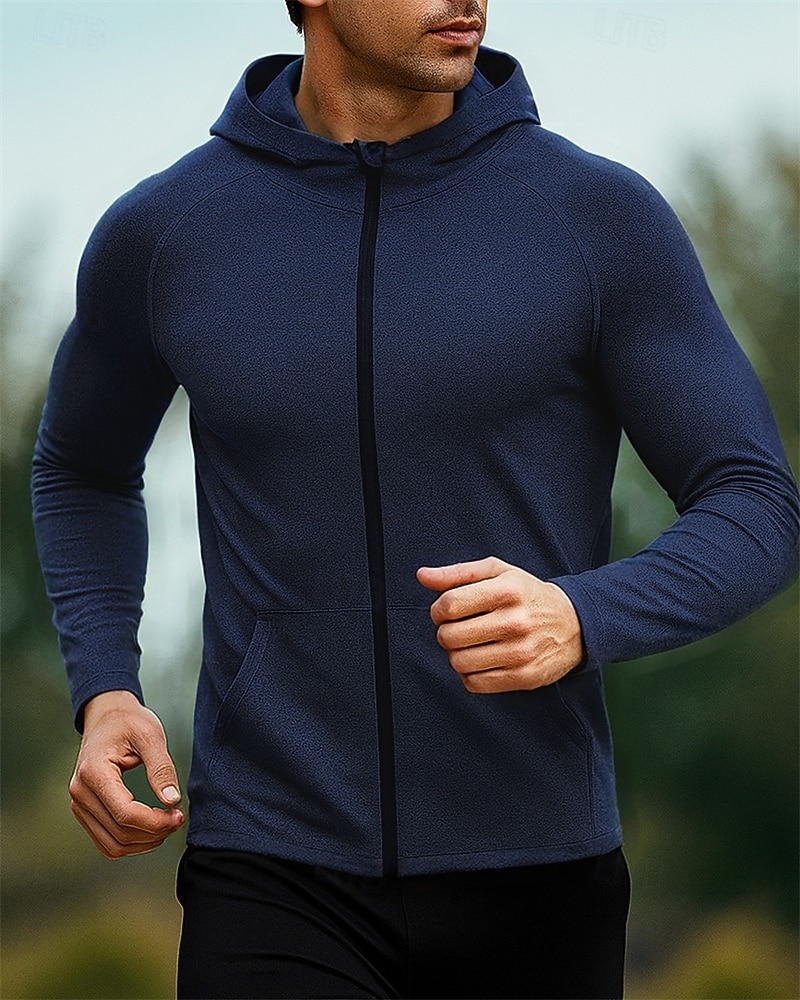 Homens Cor Sólida Jaqueta de Corrida Jaqueta Outdoor Verão Primavera Zip Completo Manga Longa Atlético Secagem Rápida Leve Respirável Tênis Golfe Corrida Azul Cinzento Escuro Vermelho Vinho Roupa de de 2026 por $31.99 –P5