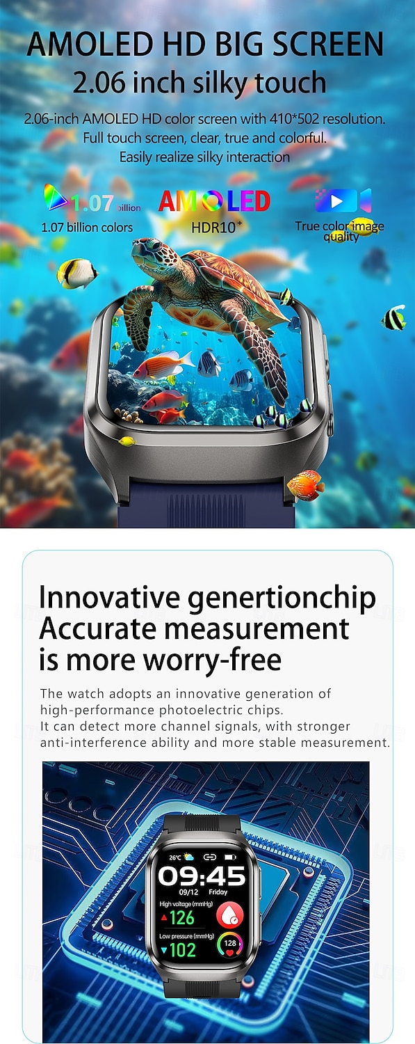 Воздушный насос Тип подушки точное измерение артериального давления ЭКГ электрокардиограмма мониторинг температуры шагомер Совместимость Bluetooth вызов с Android iOS Для женщин мужчин Долгий режим 2026 - $153.99 –P3