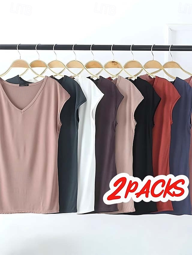 Női Camisole Tank Top Tömör szín Sima Napi Ujjatlan V-alakú Normál felsők Fehér és Kék Fehér és Piros Piros / fekete Zöld / Piros Fehér és Rózsaszín Tavasz, Ősz, Tél, Nyár 2025 - $15.99 –P1