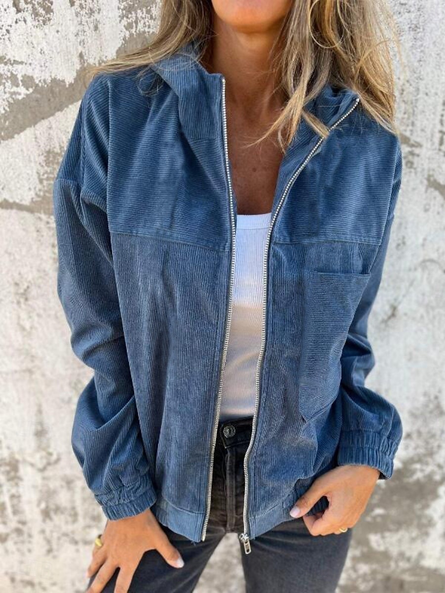 Mulheres Jaqueta casual Casaco com capuz Confortável Respirável Zíper Bolsos Simples Casual Tecido Férias Rua Casual Roupa Diária Zíper Padrão Com Capuz Normal Manga Longa agasalhos Preto Branco Rosa de 2025 por $39.99 –P1