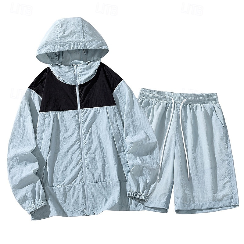 Hombre Tracksuit Conjunto deportivo 2 Piezas Deportivo Manga Larga Protección Solar Transpirable Secado rápido Ropa de deporte Ropa de Deporte Bloque de color Rosa Azul Morado 2025 - $30.99 –P7