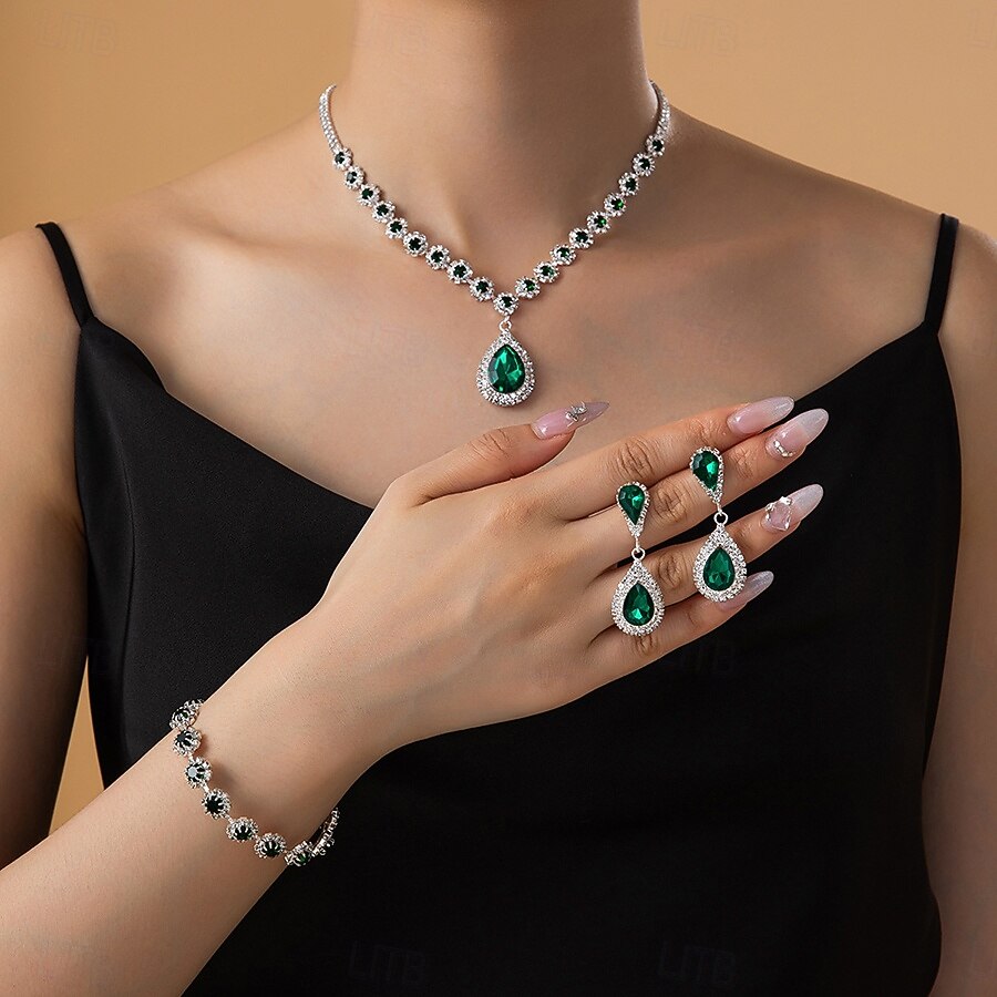 Conjuntos de joias de noiva 1 Liga 1 Bracelete Brincos Colares Mulheres à moda Fofo Alegria Conjunto de jóias Para Traje de festa para noite de 2026 por $34.99 –P5