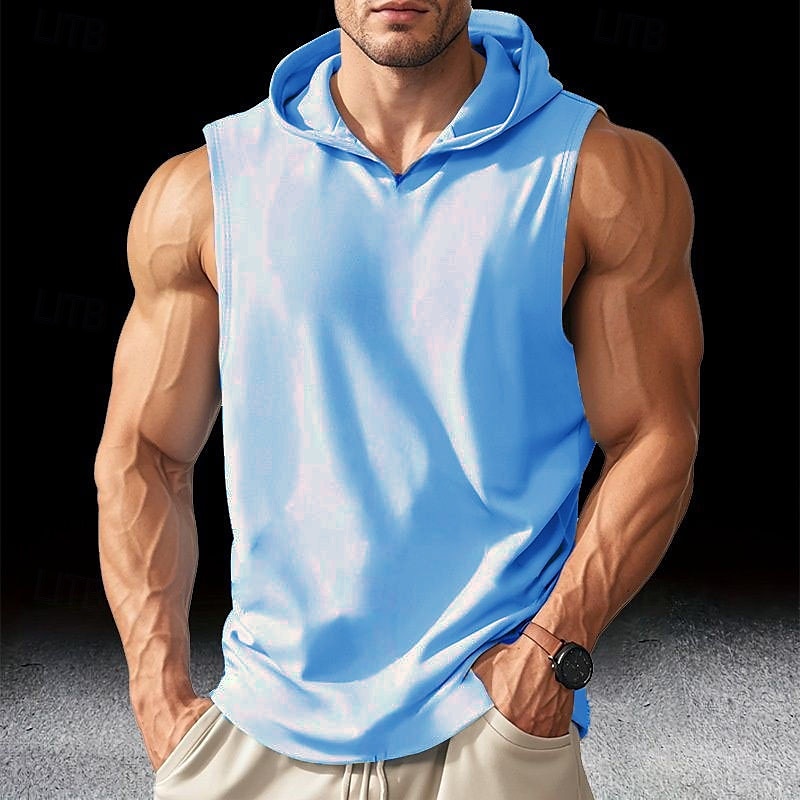Herren Tank Top Weste Unterhemd Ärmelloses Shirt Ärmellos Mit Kapuze Sommer Einfach Mode Designer Basic Klassisch Urlaub Straße Ausgehen Schwarz Weiß Blau Top T-Shirt für Herren 2025 - $5.49 –P7