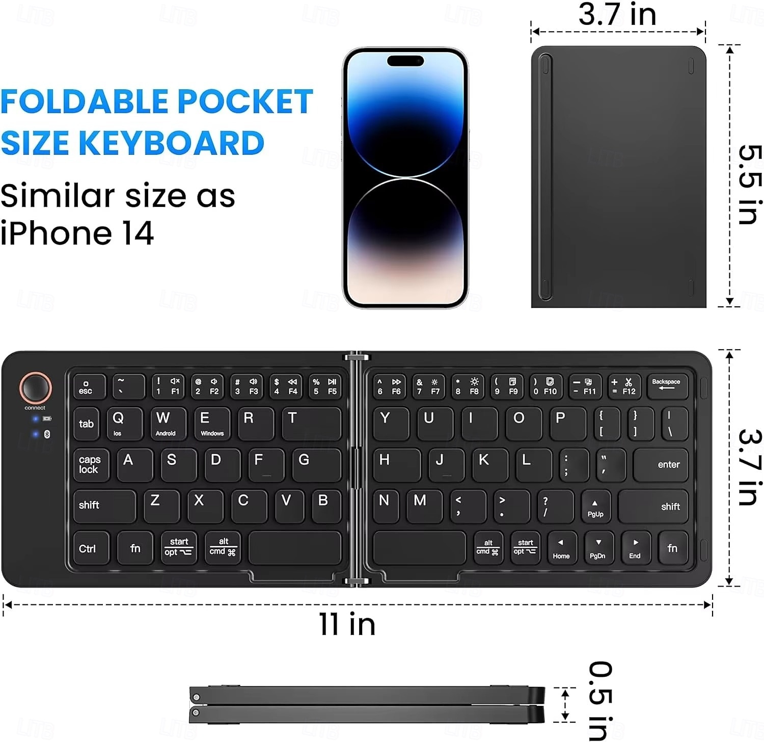 2025年 超薄型ワイヤレス折りたたみ式ミニポケット折りたたみキーボード（携帯電話、Android、Windows、iOS用）  コレクション – $28.99 –P4