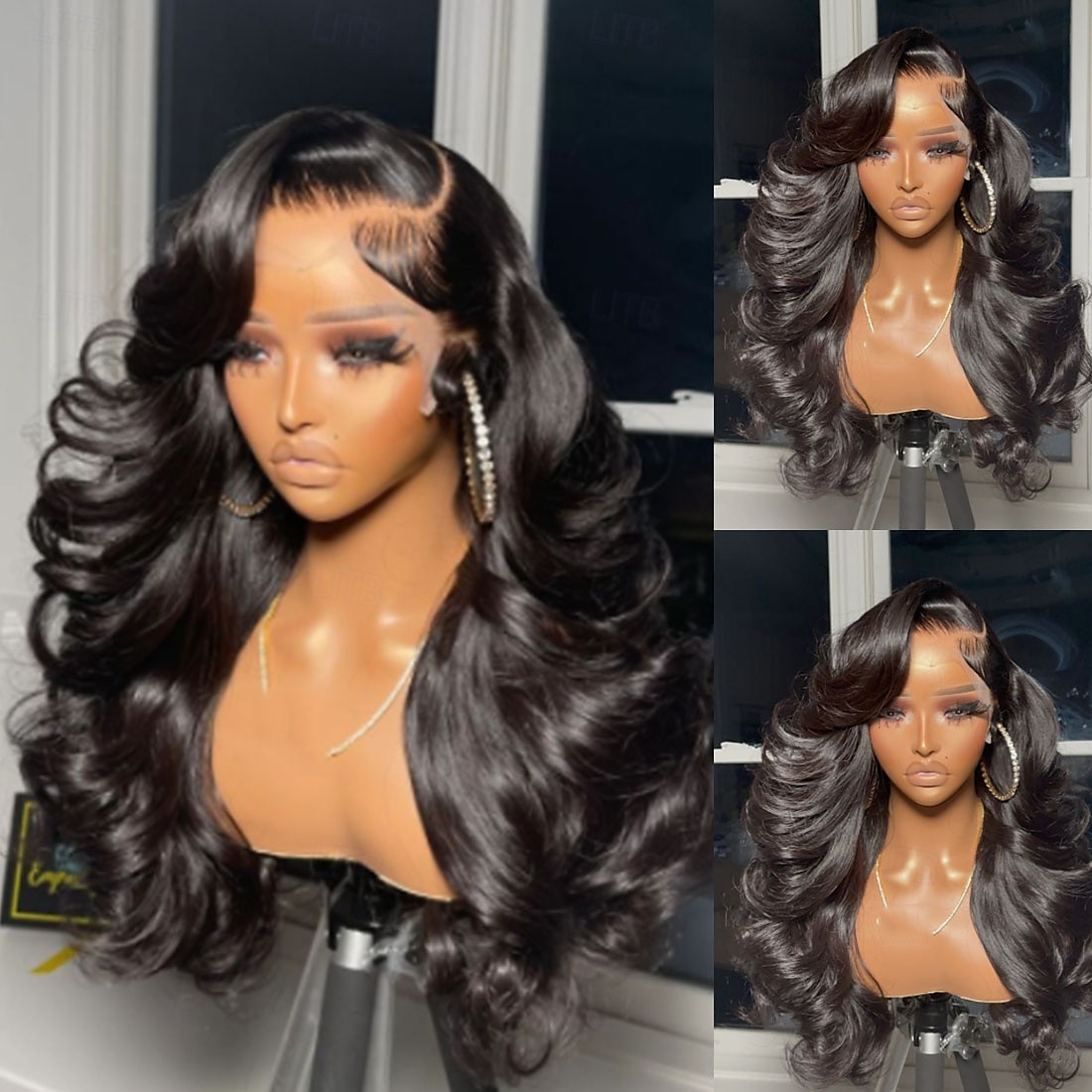 Remy mensenhaar 5x5 Sluiting 4x13 Sluiting Pruik Met pony Braziliaans haar Golvend Zwart Pruik 130% 150% Haardichtheid met babyhaar Natuurlijke haarlijn 100% Maagd lijmloze Pre-geplukt Voor Dames Lang 2025 - $241.59 –P4