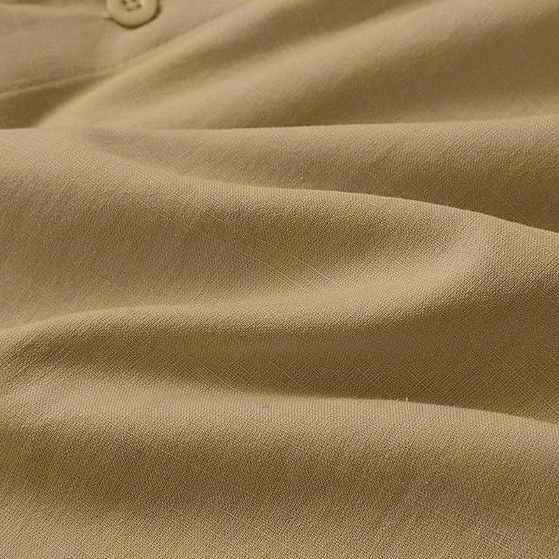 Herren Hemd Leinenhemd Stehkragenhemd Sommerhemd Strandbekleidung Freizeithemd Einfarbig Urlaub Kreuzfahrt Schwarz Weiß Blau Khaki Langarm Kragen Bekleidung 2025 - $23.99 –P2