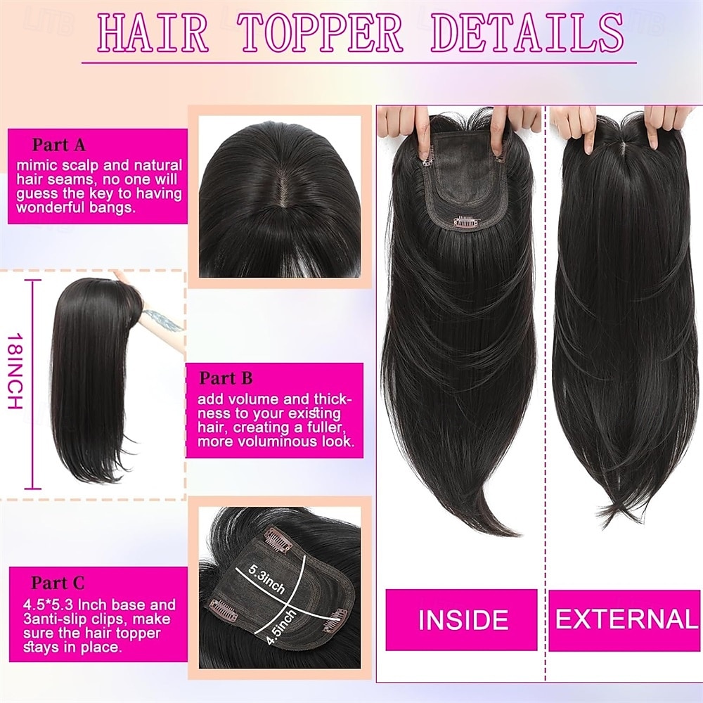 Hair Toppers for Women with Thinning Hair 360 3D Toppers Hair Pieces for Women French Clip in Bangs 18 Inch Curly Wavy 2025 - $20.99 –P6