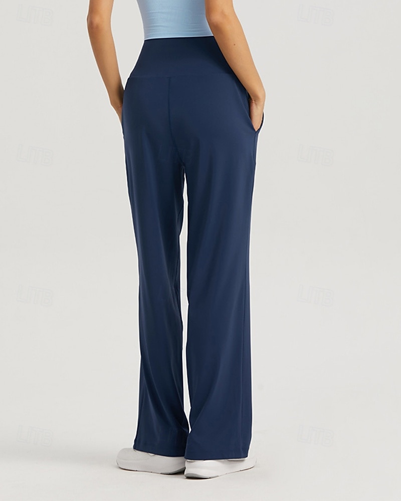 Damen Fitnesshose Pilates-Hosen Yogahose Mit Taschen Leicht Hohe Taille Fitnessstudio Pilates Zumba Unterteile Einfarbig Schwarz Weiß Dunkelmarine Herbst Sport Sportkleidung Mikroelastisch Lässiger 2025 - $35.99 –P6