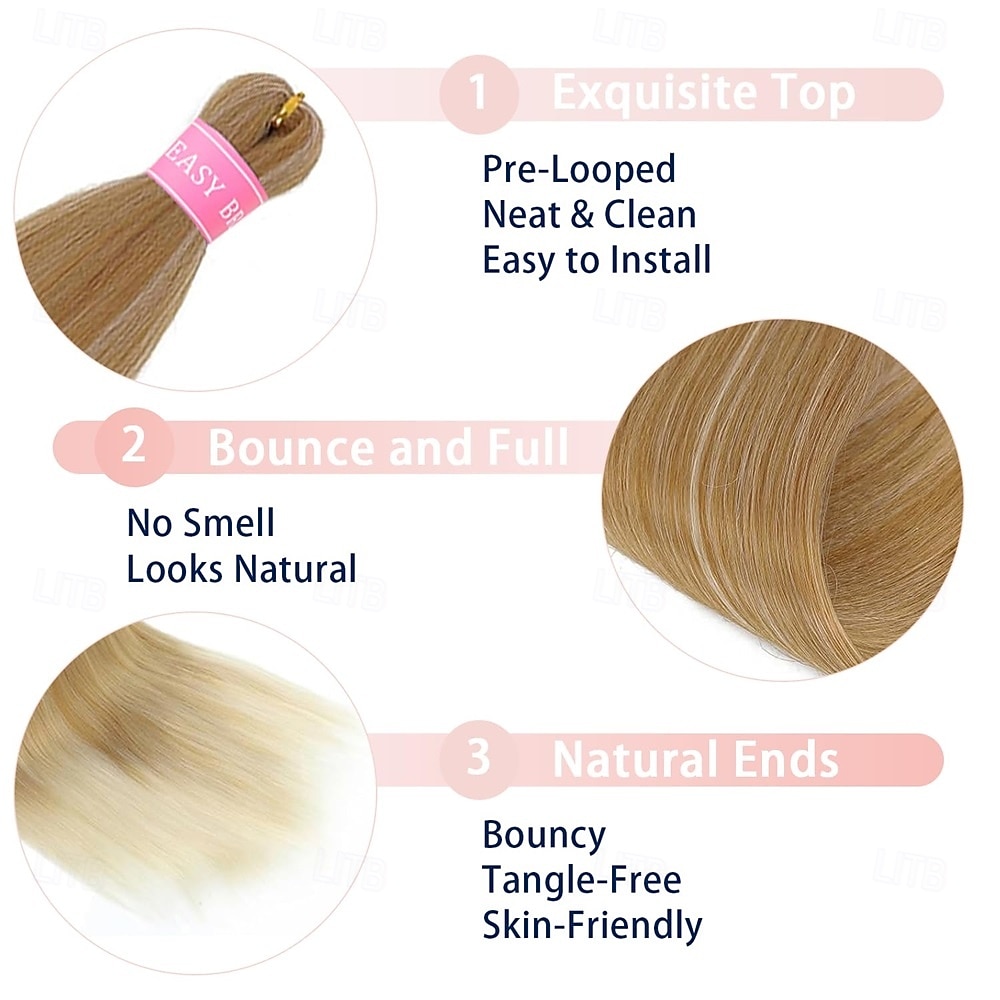 Blonde Braiding Hair Pre Stretched20 Inch 6 Pack Prestretched Ombre Braiding Hair Extensions for Women Synthetic Soft Yaki Texture Crochet Braids Hair Extensions 2026 - $42.99 –P5
