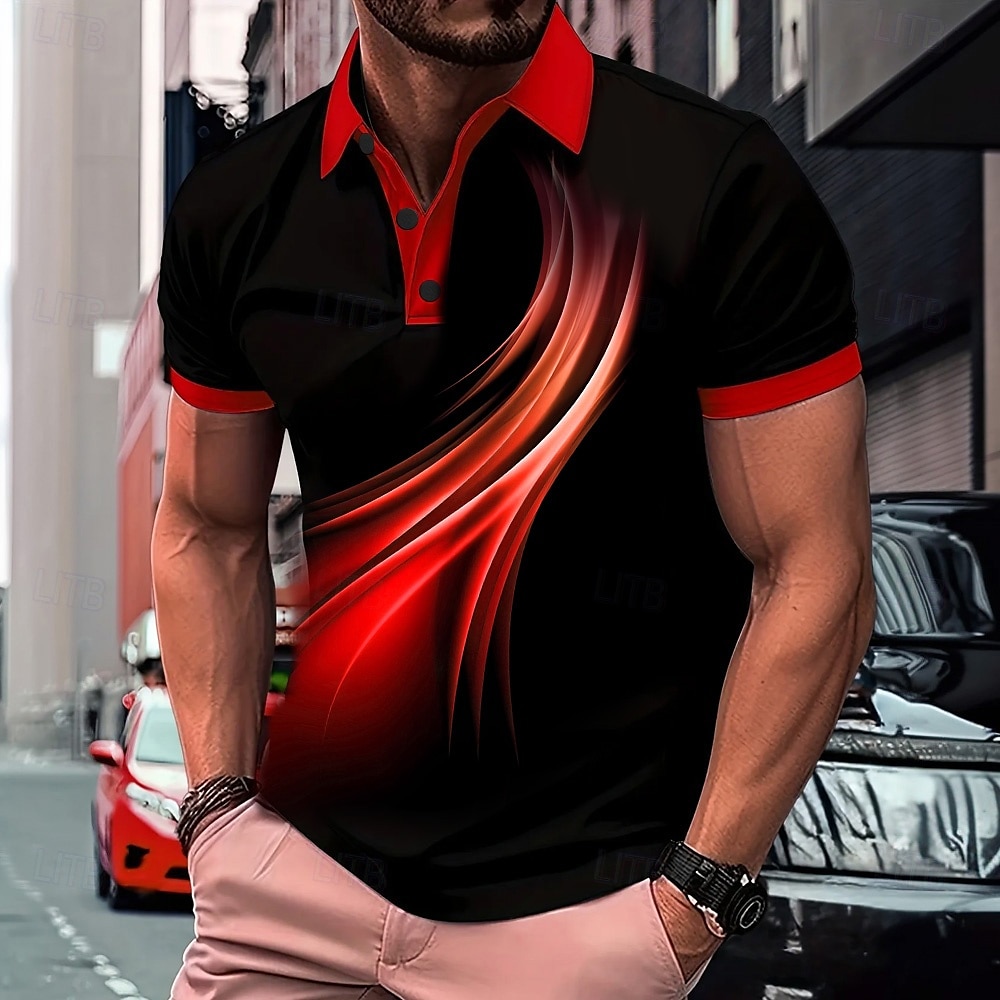 Męskie Geometryczny Tenké Gra polo Krótki rękaw Koszulki polo Koszule z kołnierzykiem Biznesowy swobodny Na zewnątrz Athleisure Dzienne zużycie Druk 3D Lato Czerwony Niebieski Fioletowy 2025 - $25.99 –P5