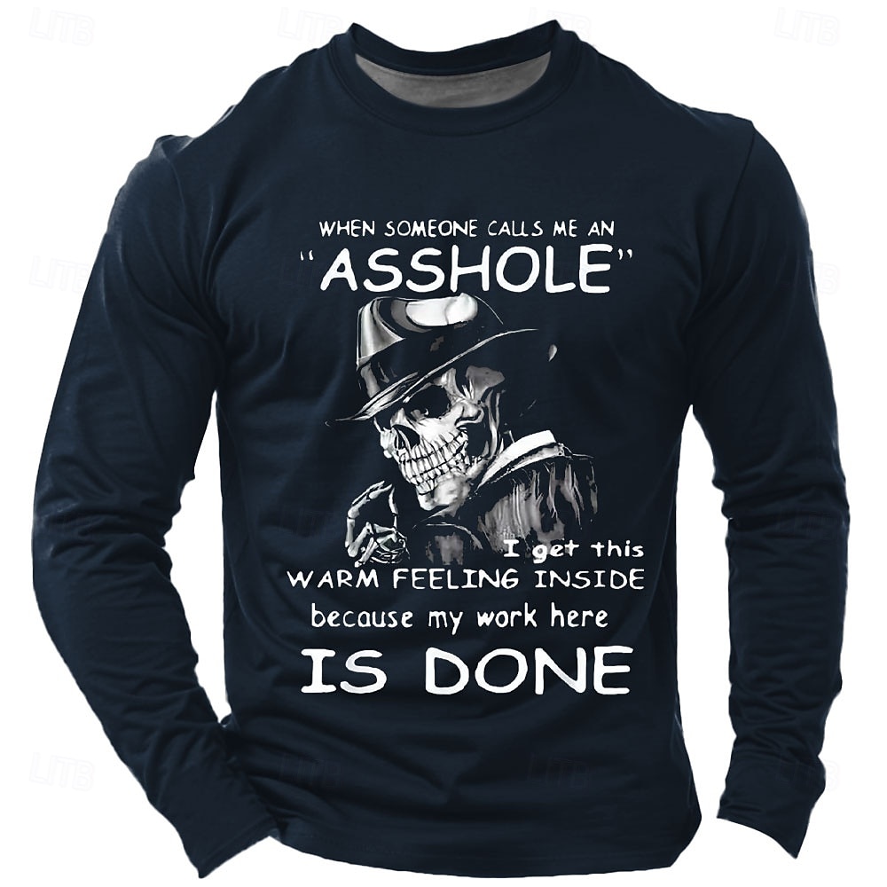 Herren Lustiger Slang T Shirt Langarm T-Shirt Grafikdruck Rundhalsausschnitt Hemd Mode Täglich Basic Straße Lässig Täglich Schwarz Burgunderrot Blau Sommer Frühling Ganzjahres Bekleidung S M L XL XXL 2025 - $19.99 –P3
