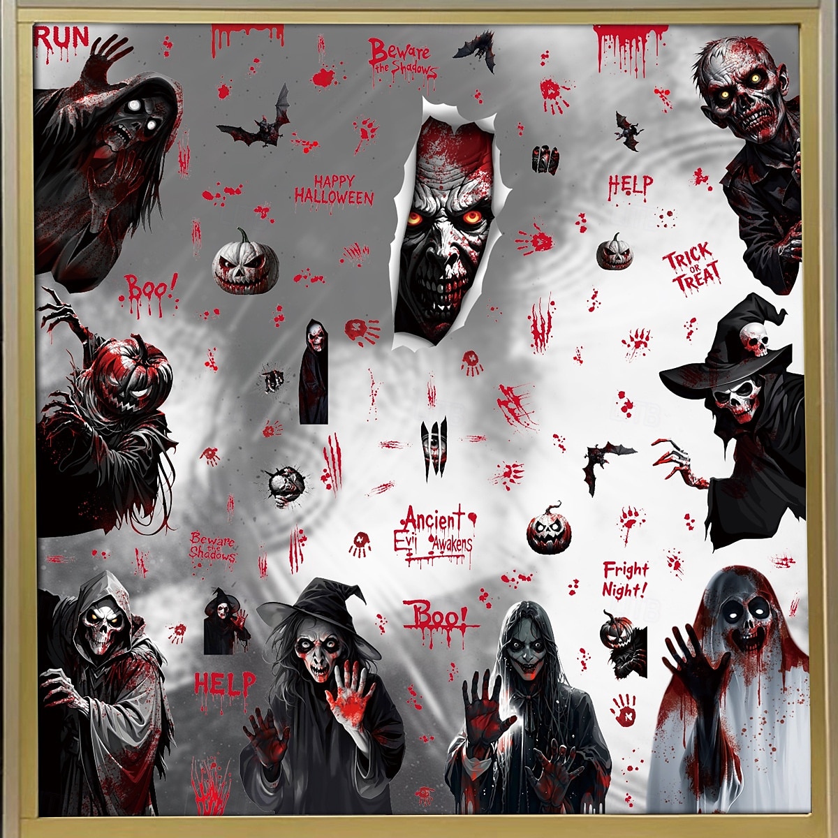 9 Sheets Halloween Static Window Clings Stickers, Grim Reaper, Ghost, Bat and Skeleton Glass Decals, Removable Halloween Party Decorations for Windows and Storefronts 2025 - $12.99 –P1