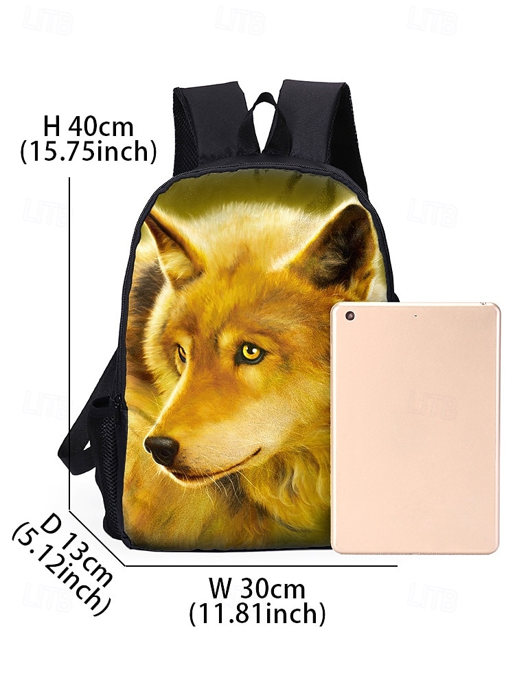 Men's 3-Piece Wolf Design Backpack Set - Durable, Trendy School, Travel, and Casual Use - Features Wild Animal Art, Adjustable Straps and Multiple Compartments Vincent Hie 2026 - $34.99 –P4