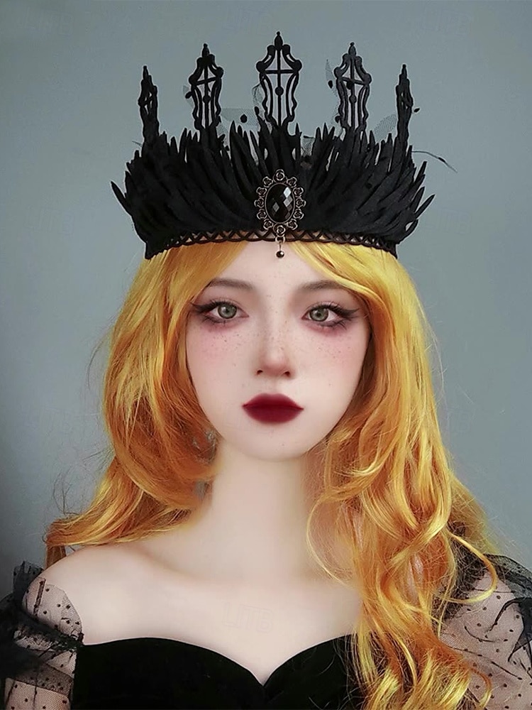 gotisk svart blondekronepannebånd med edelstensanheng til dame, Halloween-festdronningtiara, kostymetilbehør i vintagestil for voksne 2026 - $11.99 –P3
