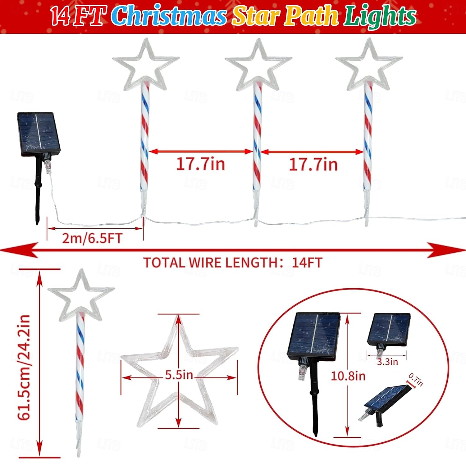 1 Pack Patriotic 6 LED Outdoor Solar Pathway Lights Waterproof Red, White, Blue Five Pointed Star Ground Light, 4th of July Independence Day 250th Anniversary Memorial Day for Garden Path Party 2026 - $26.99 –P2