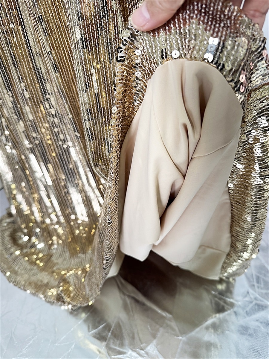 Robe Quinceanera Sirène  Trompette Robes Élégante Robe de Mariage Formelle Longueur Maxi Manches Longues Col Rond Pailletée avec Paillettes de 2025 ? $179.99 –P10