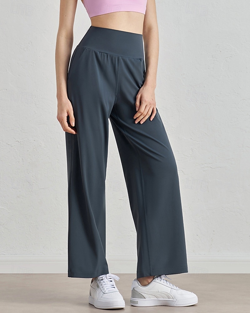 Damen Fitnesshose Pilates-Hosen Yogahose Mit Taschen Leicht Hohe Taille Fitnessstudio Pilates Zumba Unterteile Einfarbig Schwarz Weiß Dunkelmarine Herbst Sport Sportkleidung Mikroelastisch Lässiger 2025 - $35.99 –P1