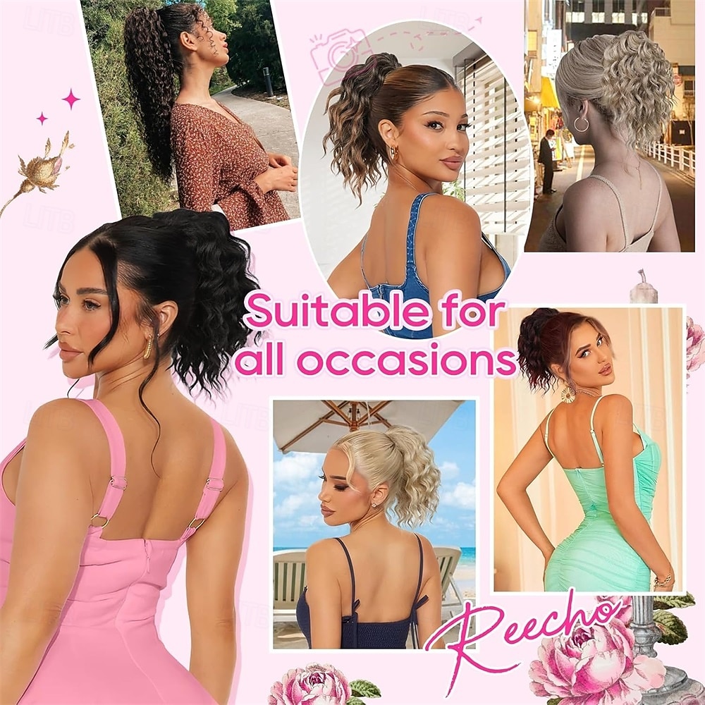 Ponytail Extension 10 Short Curly Claw Clip Ponytail Extension for Black Women Synthetic Fluffy Soft Wavy Pony Tails Hair Extensions Natural Black 2025 - $11.49 –P5