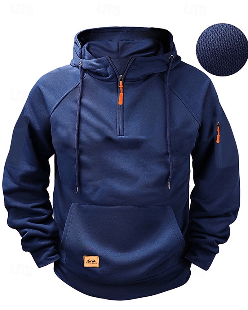 Men's Hoodie Quarter Zip Hoodie Black Wine Navy Blue Blue Camel Hooded Plain Pocket Sports & Outdoor Daily Holiday Polyester Streetwear Basic Casual Spring Autumn / Fall Clothing Apparel Hoodies 2026 - $27.99 –P7