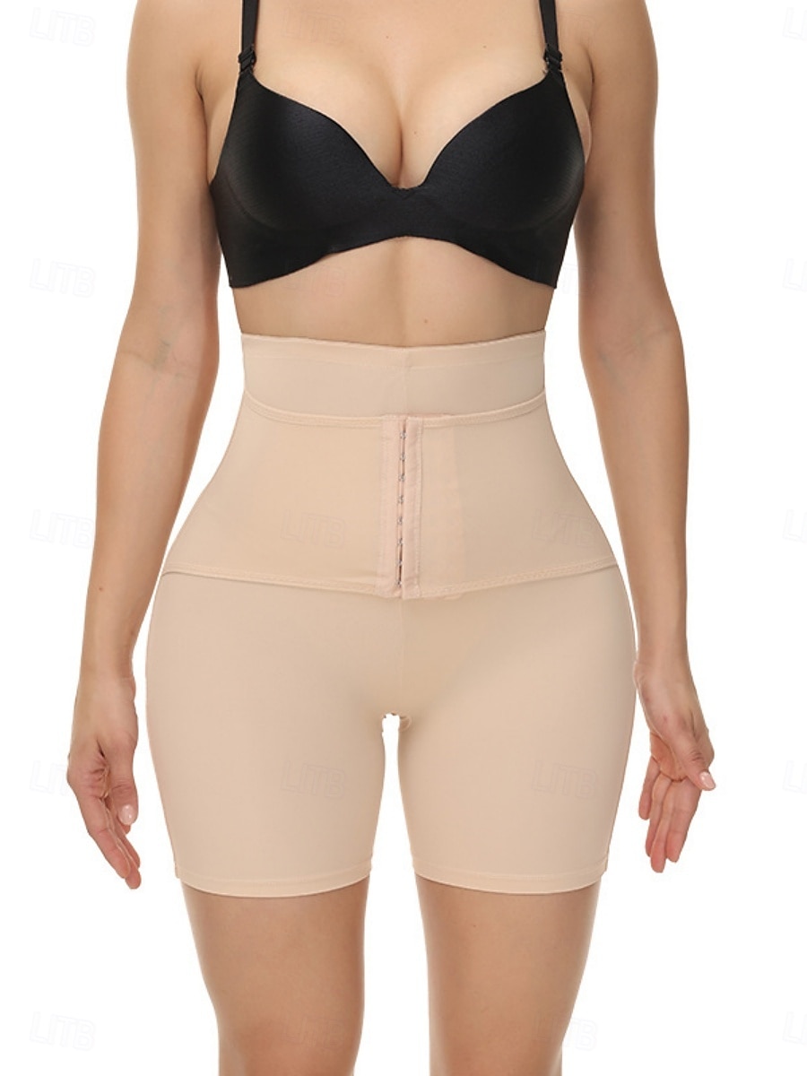 Dam Shapewear Midjetränare Sport Ren färg Elastisk midja Shorts Dagligen Ärmlös Svart Beige Sommar Vår Höst Vinter 2025 - $15.99 –P3