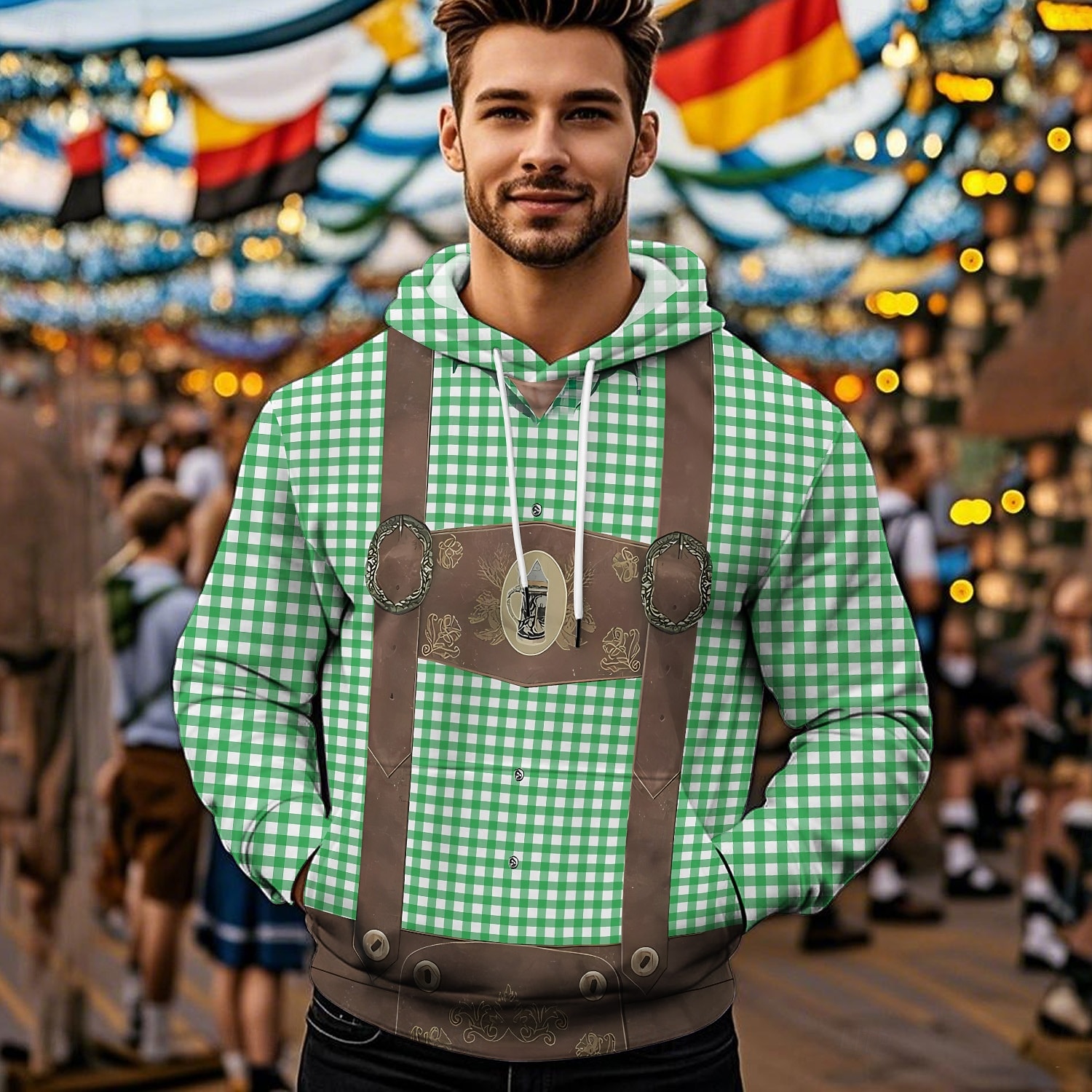 Bluza z Kapturem Nadruk Codzienny bawarski Biskup Przednia kieszeń Graficzny na Męskie Dla dorosłych Druk 3D  Do Karnawał Piwo Oktoberfest Urlop Impreza 2026 - $29.99 –P3