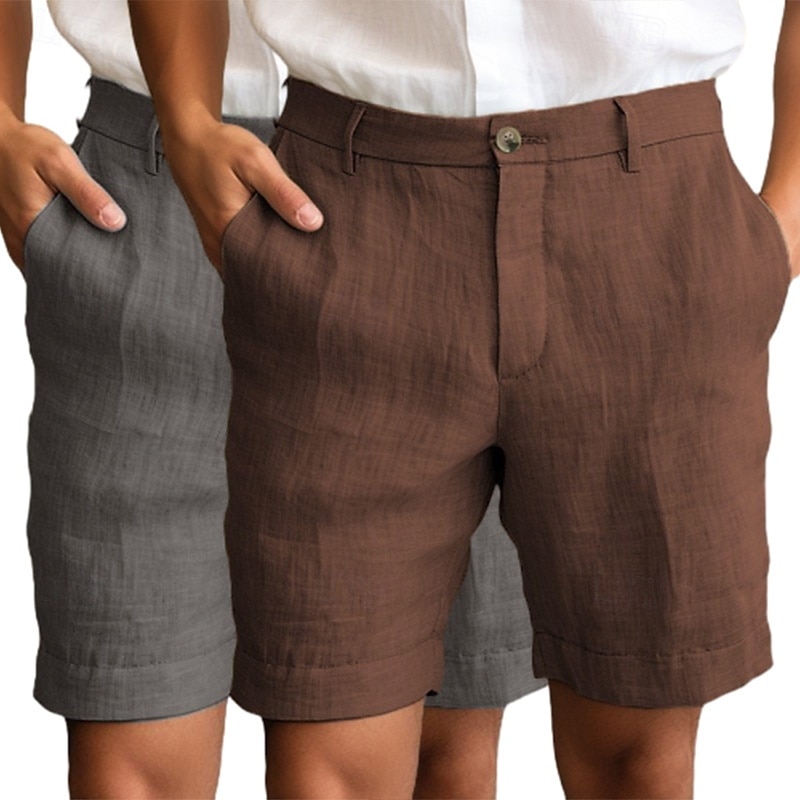 Pánské Kraťasy Lněné šortky Šortky Letní šortky Plážové šortky Zip Knoflíky Kapsy Bez vzoru Pohodlné Prodyšné Délka kolen Venkovní Denní Jdeme ven Módní Klasický styl černá + šedá Bílá + Zelená 2025 - $27.99 –P7