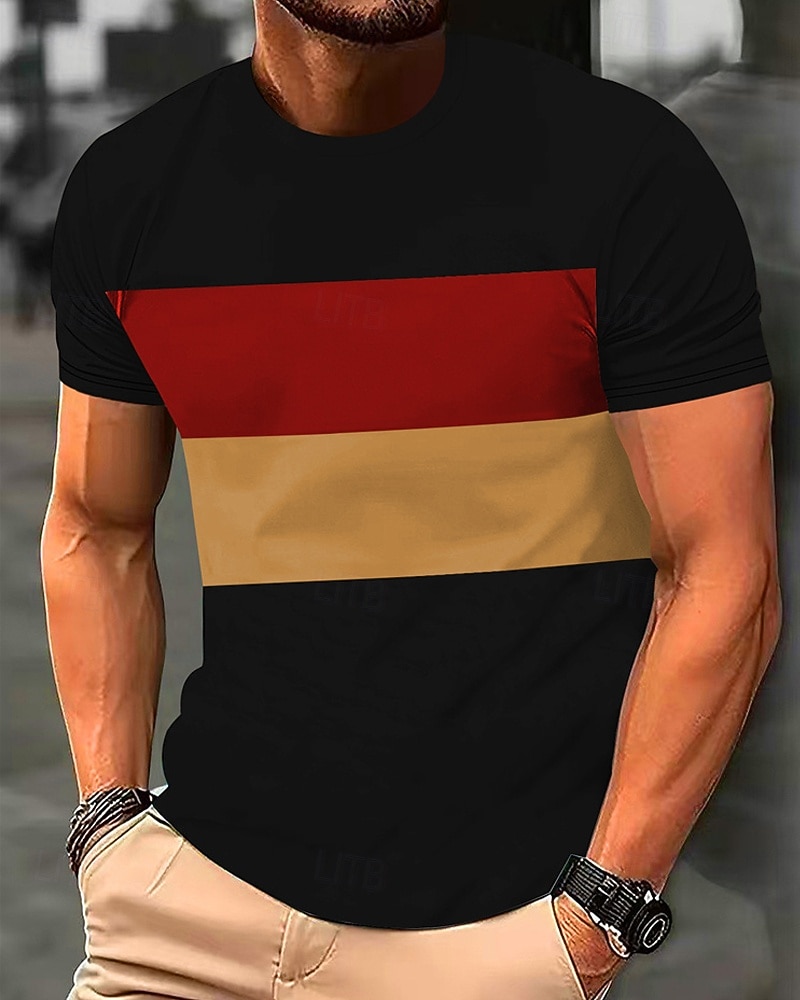 Bărbați Tricou Tricouri Cămașă cu mânecă scurtă Tee Top Manșon scurt Stil Nautic Vară Bloc Culoare Modă Designer De Bază Peteci Vacanță Stradă Ieșire Galben Rosu Portocaliu Top tricou pentru bărbați 2025 - $13.49 –P1