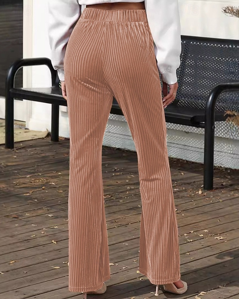 Per donna Pantaloni a zampa Pantaloni Eleganti Streetwear Casual Lunghezza intera Naturale Semplice Elastico in vita Comodo All'aperto Confortevole Vacanza Streetwear Marrone scuro Nero Rosa Autunno del 2025 a $19.99 –P7