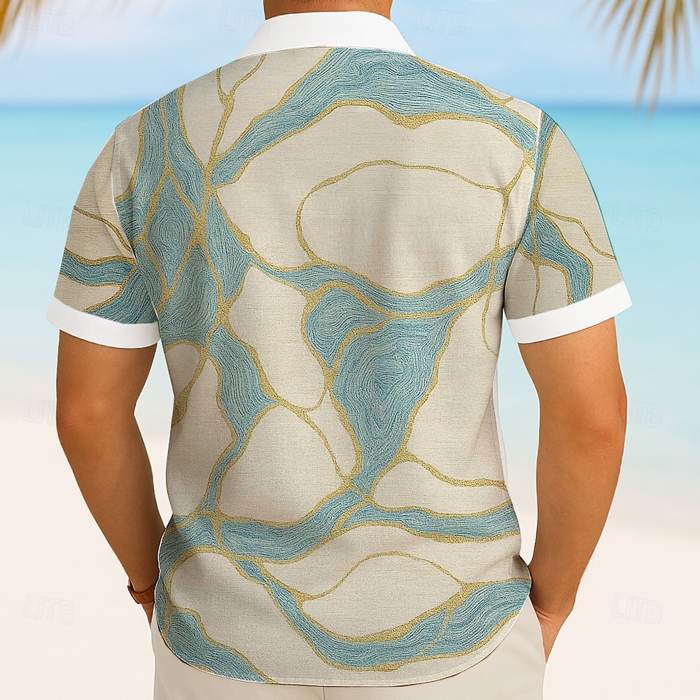 Voor heren Geometrisch Golven Overhemd Zomer overhemd Overhemd met knopen Korte mouw Mode-casual Buiten Vakantie Dagelijks gebruik Zomer Lente Strijkijzer 3D-afdrukken shirts met kraag Voorste zak 2025 - $23.99 –P2