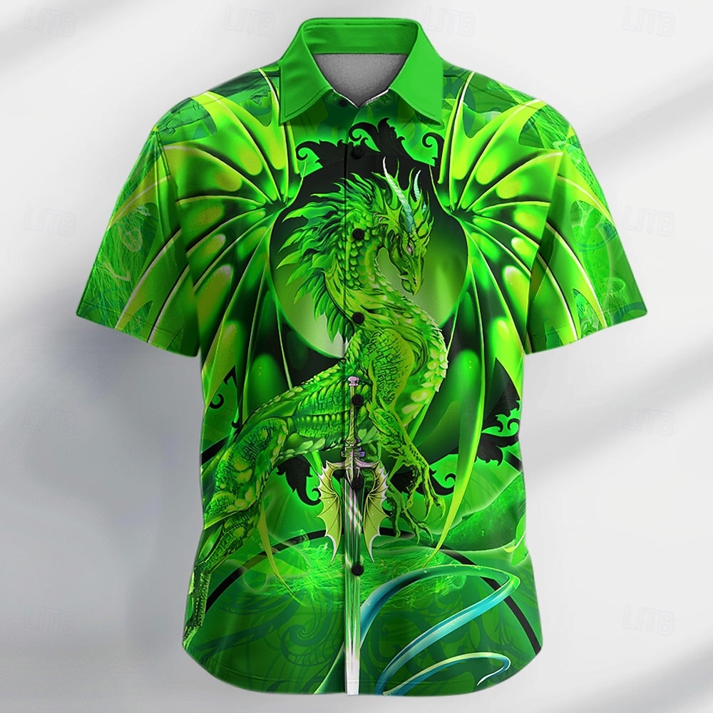 Homens Animal Dragão Camisa Social camisa de botão Camisa de grife Manga Curta Vintage retrô Férias Casual Verão Primavera Aberto para a Lateral Impressão 3D camisas de colarinho Azul Roxo Laranja de 2025 por $23.99 –P3