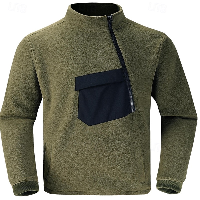 Homens Moletom com zíper Moletom Zip Moletom de lã Tático Preto Verde Tropa Cinzento Colarinho Clerical Tecido Zip Up Bolso frontal Desportos e Ar livre Casual Diário Roupa de rua Legal Roupa de de 2025 por $26.99 –P2