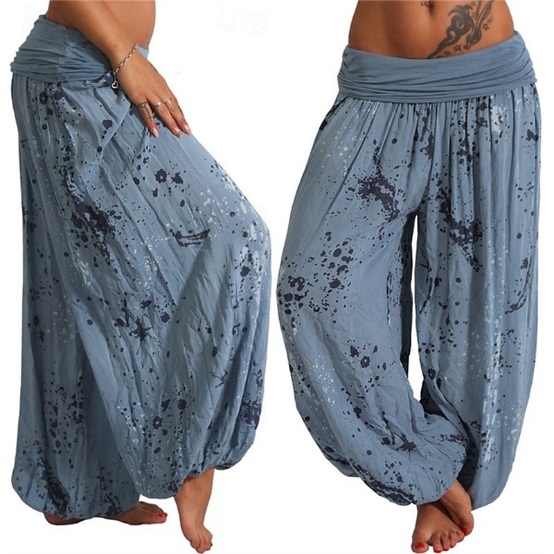 Mujer Pantalones Pantalones palazzo Moda Boho Longitud total Media cintura Estampado Cintura elástica Confortable Cómodo Microelástico Calle Ropa Cotidiana Noche Blanco Amarillo Rosa Verde Ejército 2025 - $19.99 –P9