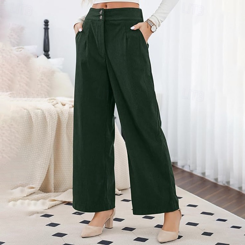 Women's Slacks Pants Trousers Streetwear Casual Full Length Natural Plain Pocket Buckle Outdoor Comfortable Outdoor Vacation Daily Wear Apricot Black Orange Green Fall Regular Fit 2025 - $19.99 –P20