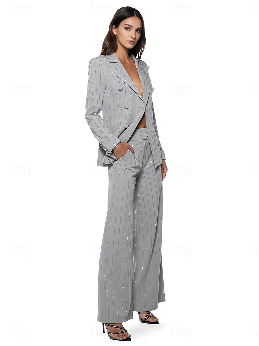 Hosenanzug Mutter der Braut Kleid Elegantes Hemdkragen Knöchellänge Polyester Langarm mit Knöpfen 2025 - $139.99 –P4