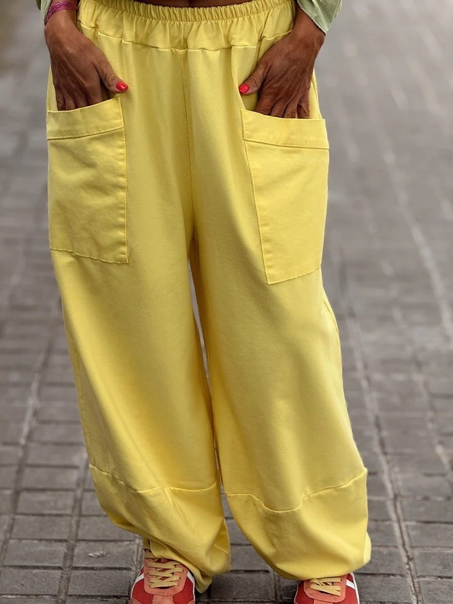 Per donna Chinos Vacanza Moda Streetwear Lunghezza intera Vita Alta Semplice Tasca Fascia Elastica Comodo Morbido Confortevole Micro-elastico All'aperto Streetwear Giallo Rosa Grigio Estate Primavera del 2025 a $26.99 –P2