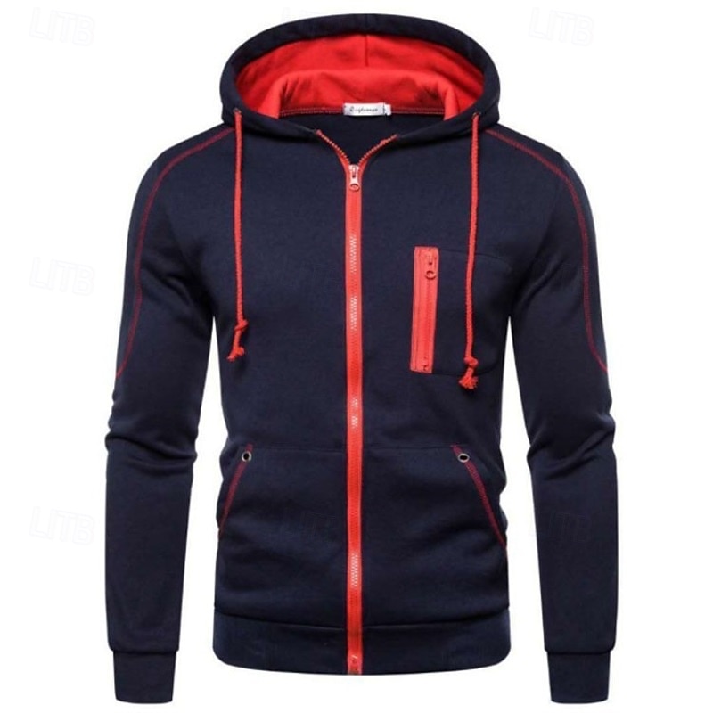 Hombre Sudadera Sudadera con capucha de lana Sudadera táctica con capucha Táctico Negro Rojo Azul Marino Gris Con Capucha Plano Cremallera Bolsillo delantero Deporte Casual Diario Ropa de calle 2025 - $17.99 –P5