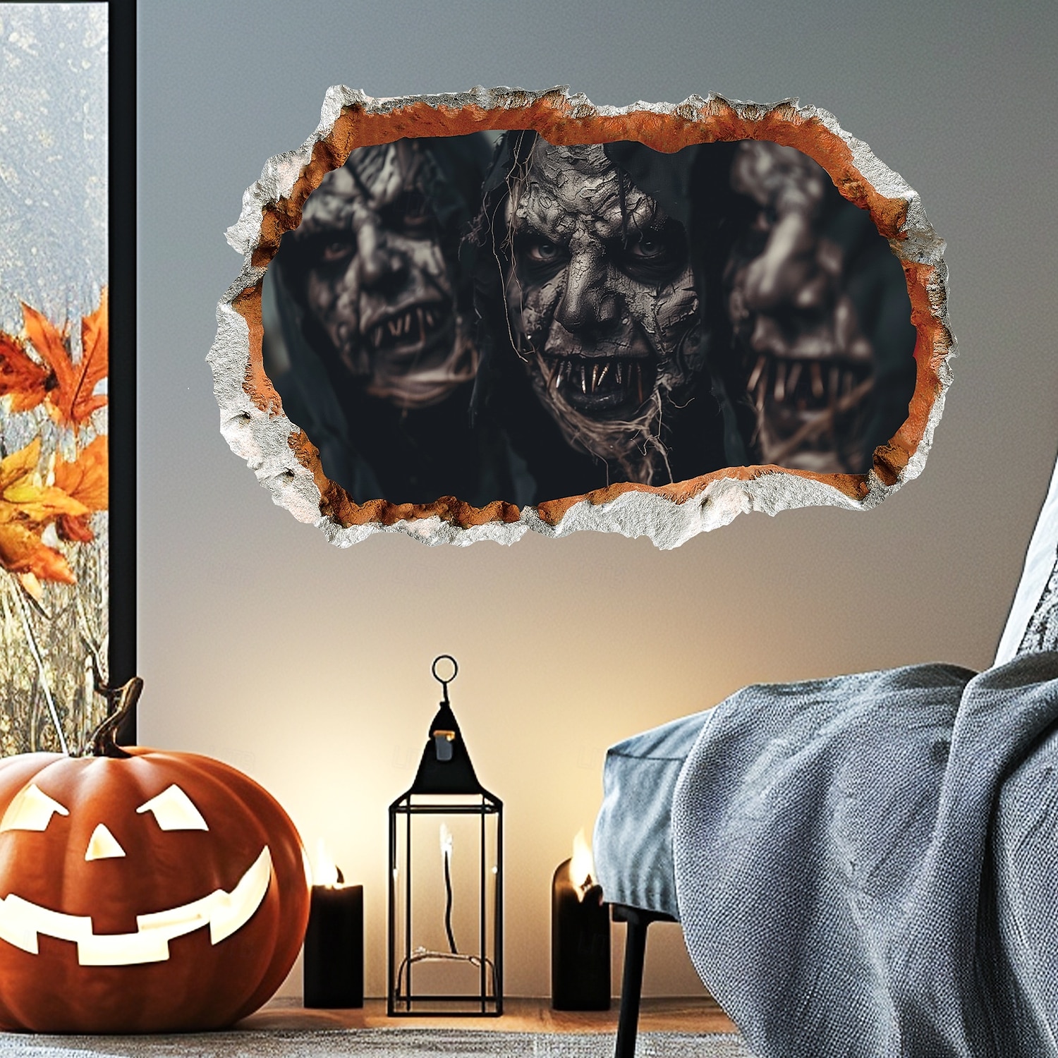Halloween Wall Decal Sticker 3D Scary Breakthrough Skeleton and Zombie Design, Self-Adhesive Wall Decor for Bedroom and Living Room Holiday Decoration 2025 - $6.49 –P2