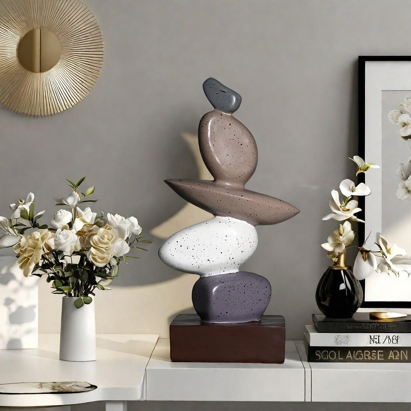 Διακοσμητικό στολίδι φενγκ σούι από ρητίνη, μοντέρνο ειδώλιο εισόδου «η κυλιόμενη πέτρα φέρνει τύχη», μινιμαλιστικό γλυπτό διακόσμησης σπιτιού, δώρο εγκαινίου για σαλόνι ή γραφείο 2025 - $39.99 –P3