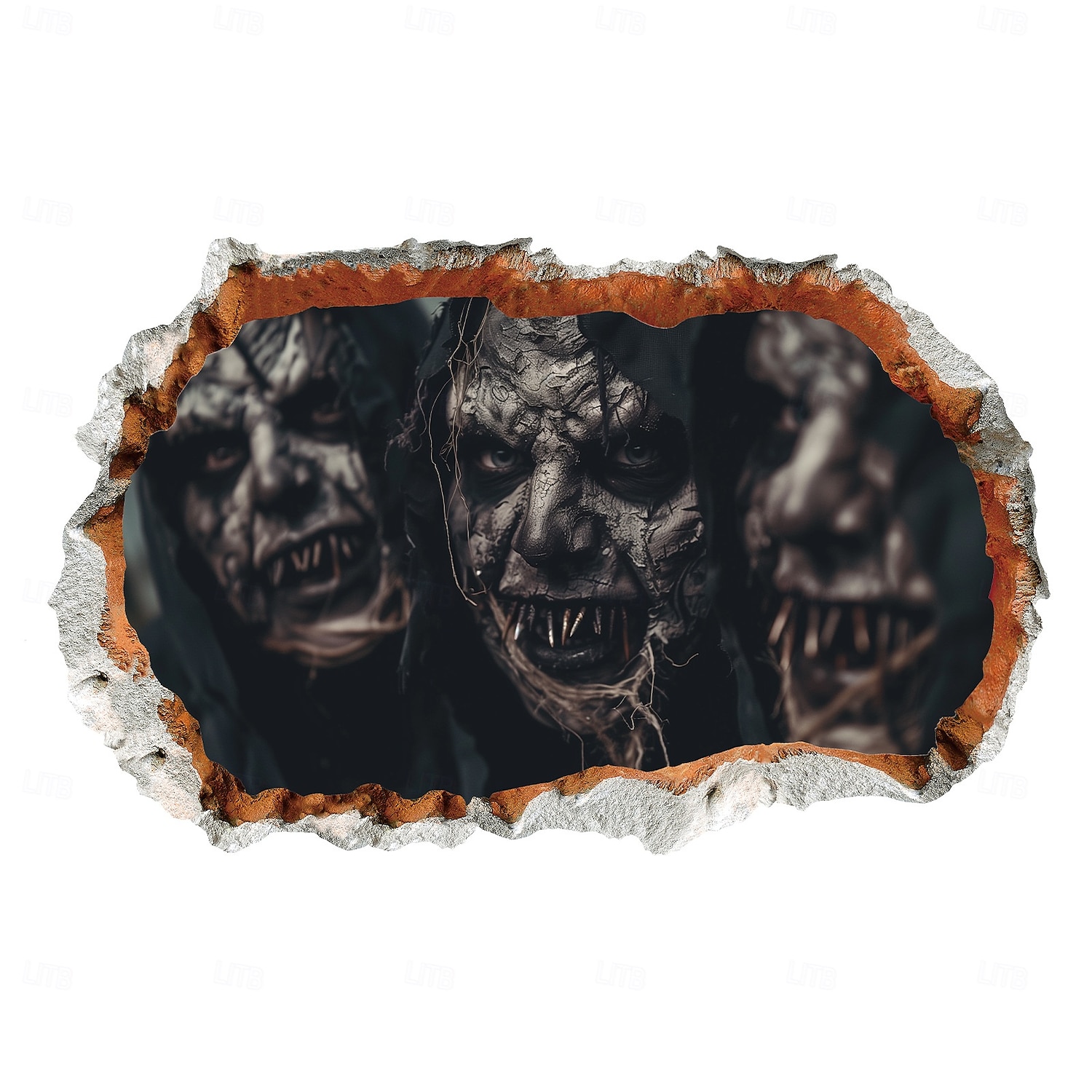 Halloween Wall Decal Sticker 3D Scary Breakthrough Skeleton and Zombie Design, Self-Adhesive Wall Decor for Bedroom and Living Room Holiday Decoration 2025 - $6.49 –P4