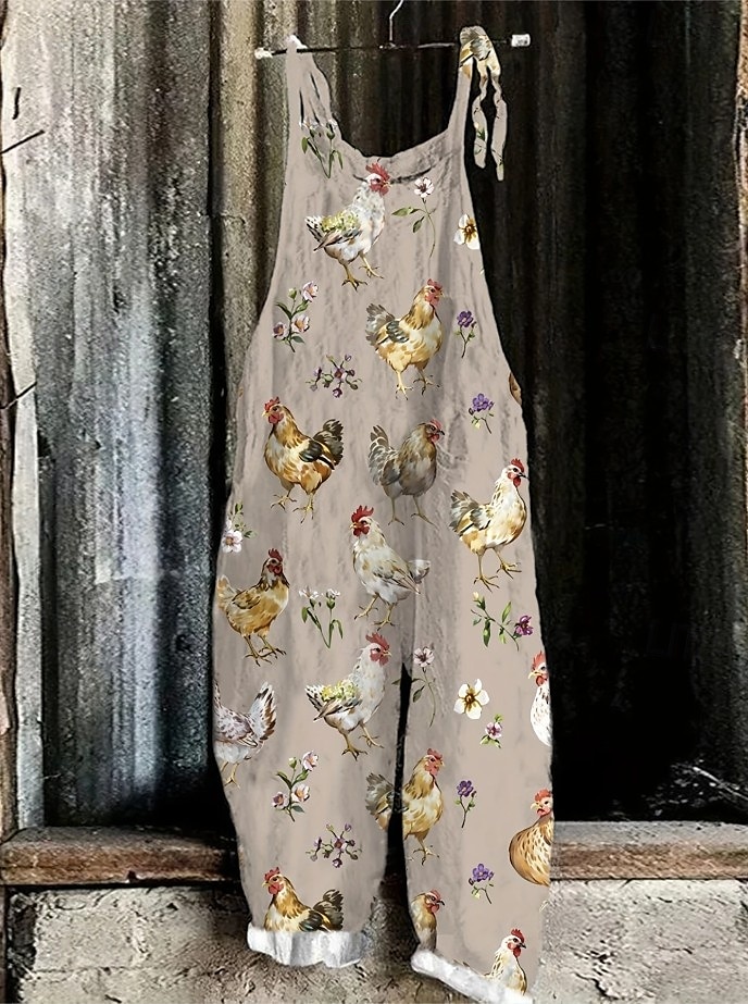 Women's Overalls Vacation Vintage Ethnic Style Full Length High Waist Animal Drawstring Inelastic Formal Vacation Street Robin's Egg Blue Sage Khaki Summer Spring Fall Loose Fit 2025 - $29.99 –P1
