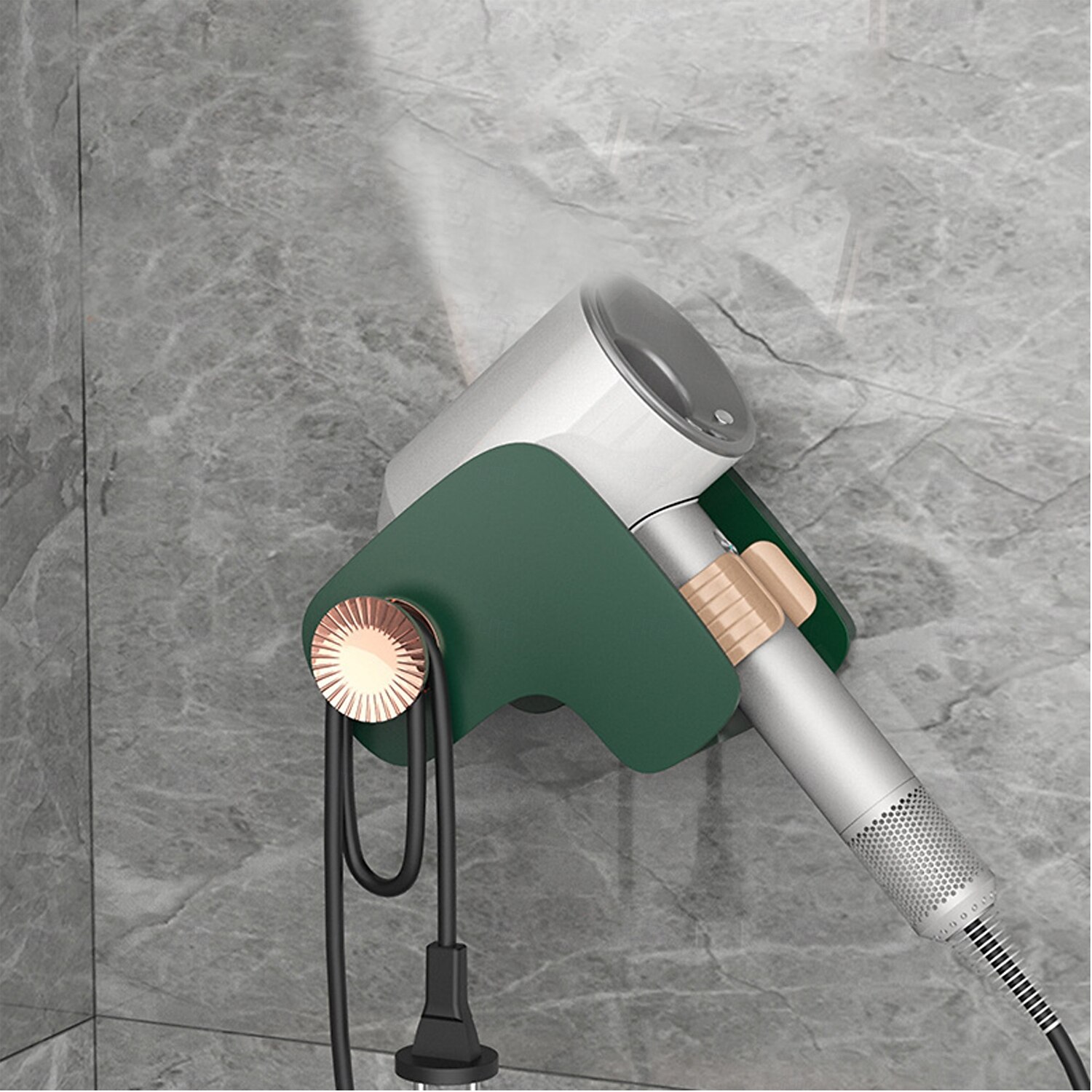 настенный держатель для фена для ванной комнаты, подставка для фена без сверления, минималистская роскошная полка для хранения парикмахерских принадлежностей 2025 - $14.49 –P1